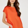 Hot Apricot Curved Hem Tee-Terracotta|