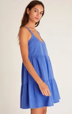 Online Z Supply Danny Gauze Mini Dress-Pacific Blue|