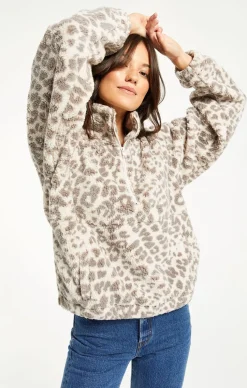 Best Z Supply Denver Leopard Sherpa Jacket-Mink Grey|