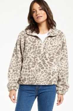 Sale Z Supply Denver Leopard Sherpa Jacket-Mink Grey|