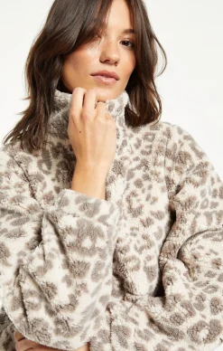 Sale Z Supply Denver Leopard Sherpa Jacket-Mink Grey|