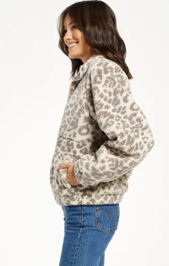 Sale Z Supply Denver Leopard Sherpa Jacket-Mink Grey|