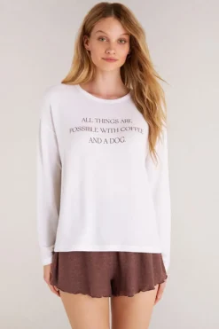 Clearance Z Supply Eden Coffee Long Sleeve Top-White|