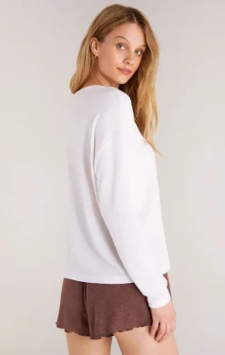 Clearance Z Supply Eden Coffee Long Sleeve Top-White|
