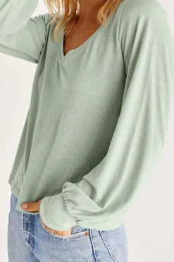 Sale Z Supply Emery V-Neck Top-Seaglass|