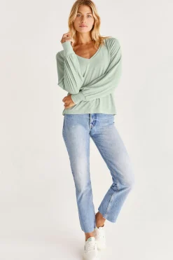 Sale Z Supply Emery V-Neck Top-Seaglass|