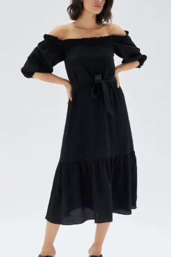 Online Minkpink Fatima Frill Midi Dress-Black|