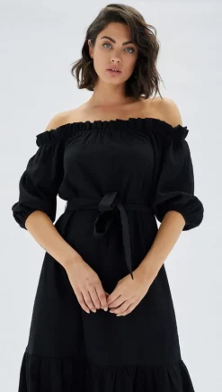 Online Minkpink Fatima Frill Midi Dress-Black|