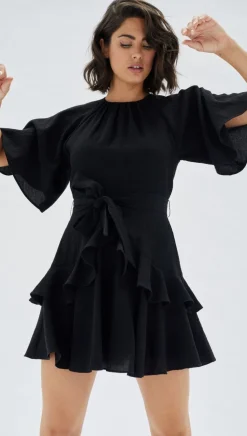 Discount Minkpink Fatima Frill Mini Dress-Black|