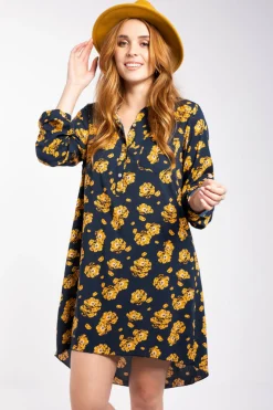 Discount M Italy Floral Navy Dress|