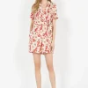 The Korner Floral Print Jumpsuit-Red Beige|