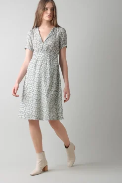 Online Indi & Cold Floral Print Midi Dress|