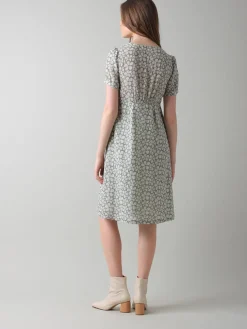 Online Indi & Cold Floral Print Midi Dress|