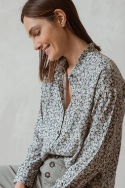 Indi & Cold Floral Printed Shirt-Azul|