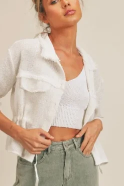 New Sage The Label For A Moment Linen Jacket|