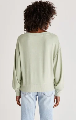 New Z Supply Francis Marled V-Neck Top-Pistachio|