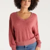 Clearance Z Supply Francis Marled V-Neck Top-Rouge|