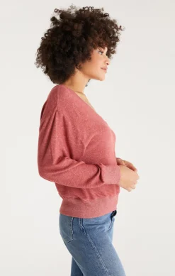 Clearance Z Supply Francis Marled V-Neck Top-Rouge|