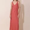 Outlet Indi & Cold Garment Dye Dress-Marsala|