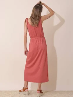 Outlet Indi & Cold Garment Dye Dress-Marsala|