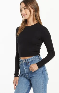 Discount Z Supply Gelina Cropped Long Sleeve Top-Black|