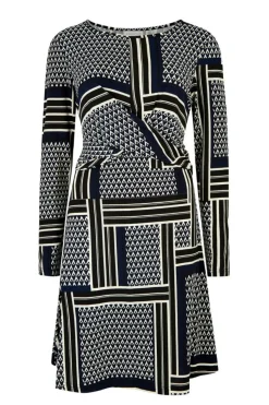 Online Apricot Geo Patchwork Knot Dress|