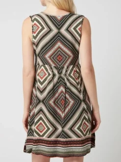 Outlet Apricot Geo Print V-Neck Dress-Khaki|