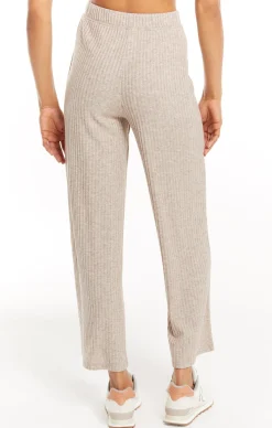 New Z Supply Geri Wide Rib Pant-Heather Latte|