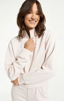 Z Supply Half Zip Sweatshirt-Pink Sky|-New