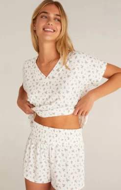 Best Z Supply Happy Ditsy V-Neck Top-Bone|