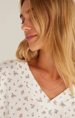 Sale Z Supply Happy Ditsy V-Neck Top-Bone|