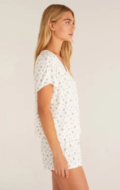 Sale Z Supply Happy Ditsy V-Neck Top-Bone|