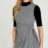 Discount Apricot Houndstooth Side Knot Dress|