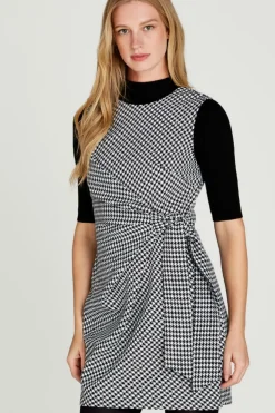 Discount Apricot Houndstooth Side Knot Dress|
