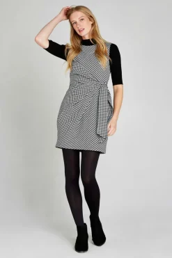 Discount Apricot Houndstooth Side Knot Dress|