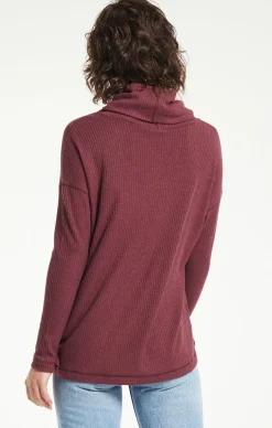 Outlet Z Supply Jaziah Rib Cowl Neck Top-Crimson|