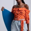 Hot Lez a Lez Jean Skirt With Printed Tie|