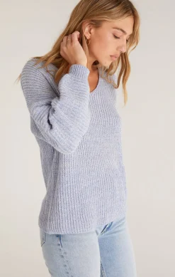Z Supply Joni V-Neck Pullover-Blue Bird|