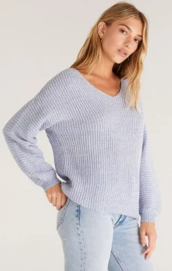 Z Supply Joni V-Neck Pullover-Blue Bird|