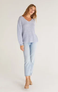 Z Supply Joni V-Neck Pullover-Blue Bird|