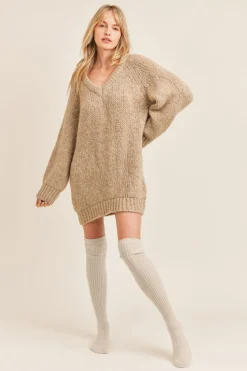 Outlet Sadie & Sage Just Vibes Chunky Pullover-Dark Oatmeal|