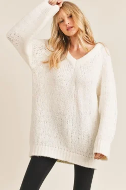 New Sadie & Sage Just Vibes Chunky Pullover-Ivory|