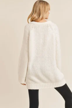 New Sadie & Sage Just Vibes Chunky Pullover-Ivory|