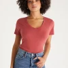 Outlet Z Supply Kasey Modal V-Neck Tee-Rouge|