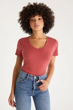 Outlet Z Supply Kasey Modal V-Neck Tee-Rouge|