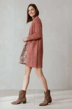 Best Indi & Cold Knitted Pocket Cardigan-Pink|