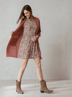 Best Indi & Cold Knitted Pocket Cardigan-Pink|