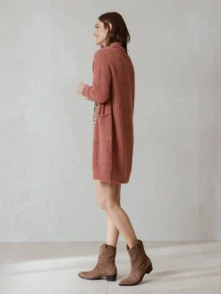 Best Indi & Cold Knitted Pocket Cardigan-Pink|