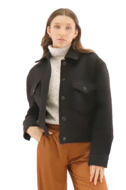 New RD Style Ladies Woven Coat-Black|