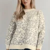 RD Style Leopard Knit Balloon Sleeve Sweater|